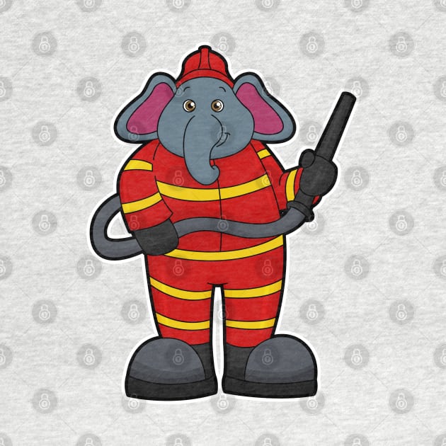 Elephant as Firefighter with Hose by Markus Schnabel